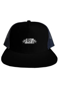 AF BAY BOMBERS FLAT BILL TRUCKER HAT (BLK/WHT)