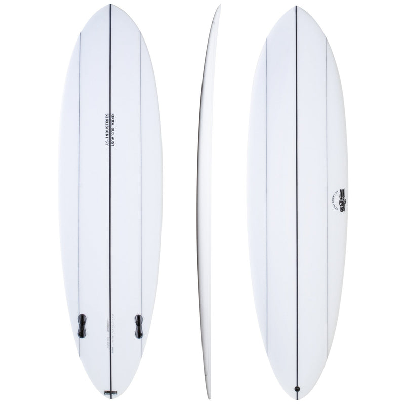 Big Baron Clear 6'0" x 19 " X 2 3/8" - 29.50L, Round Pin, 2x FCS 2 Fins, PE