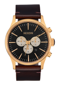 Sentry Chrono Leather - Matte Black / Gold / Black