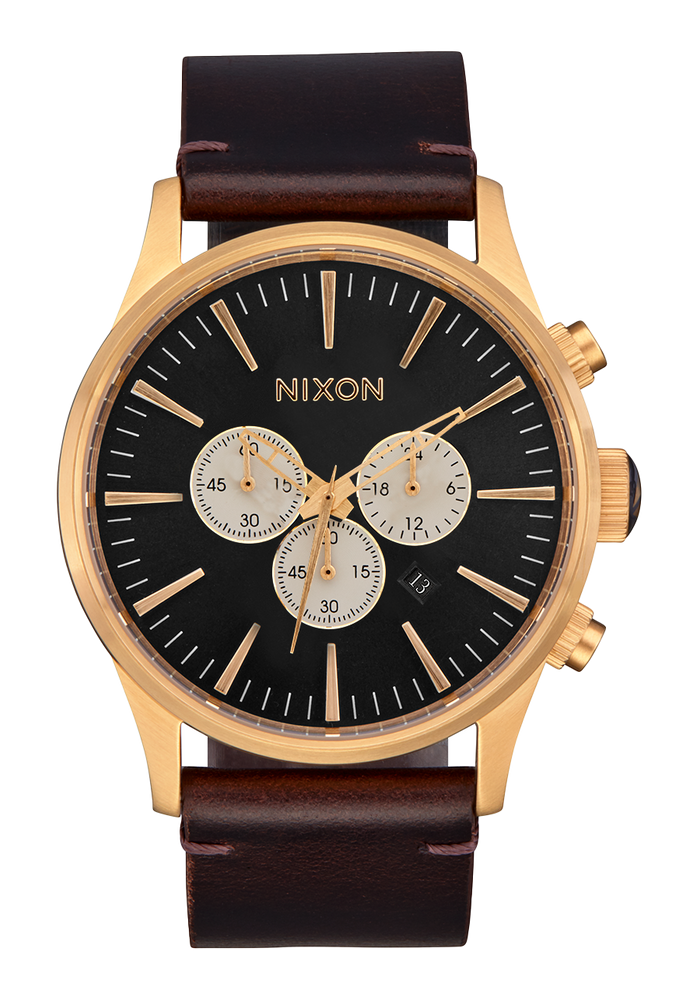 Sentry Chrono Leather - Matte Black / Gold / Black