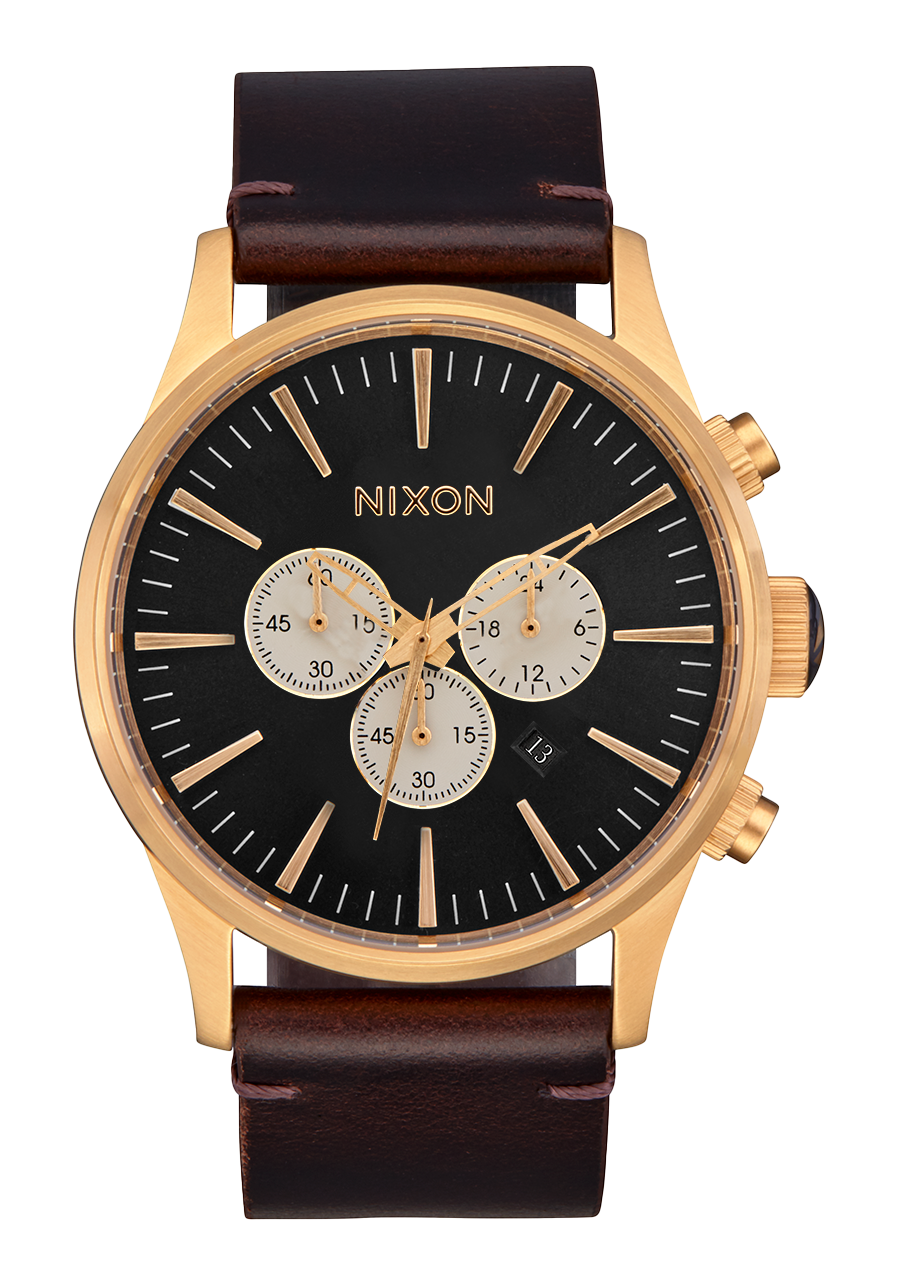 Sentry Chrono Leather - Matte Black / Gold / Black