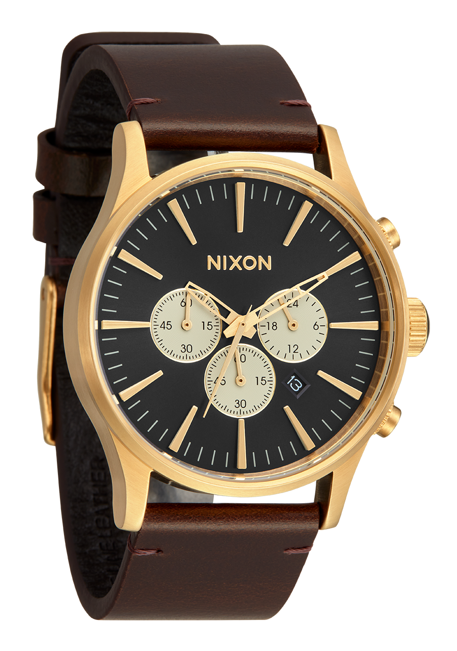 Sentry Chrono Leather - Matte Black / Gold / Black