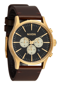 Sentry Chrono Leather - Matte Black / Gold / Black