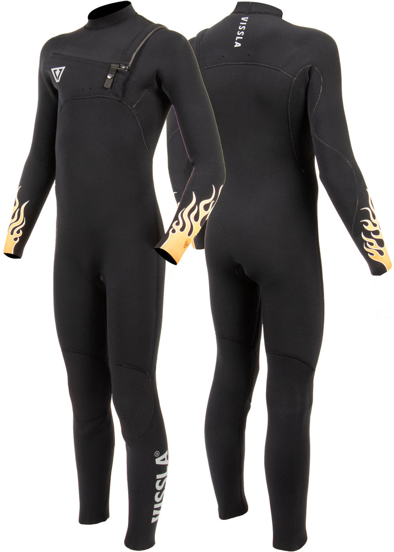 High Seas Boys Fire 4-3 Full Chest Zip Wetsuit