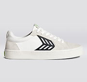 CATIBA PRO Skate Off-White Canvas Vintage White Suede Black Logo Sneaker Women