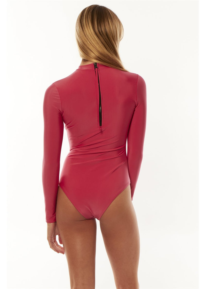 Solid Riding Rashguard One Piece Swimsuit