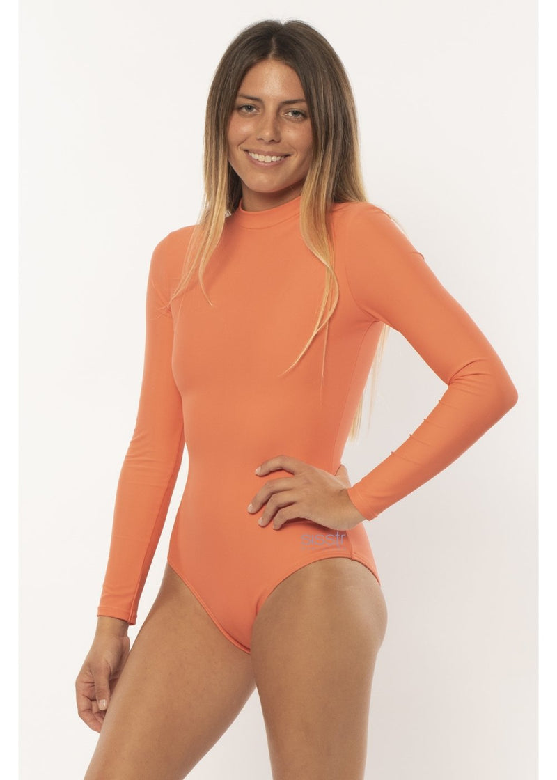 Solid Riding Rashguard One Piece Swimsuit