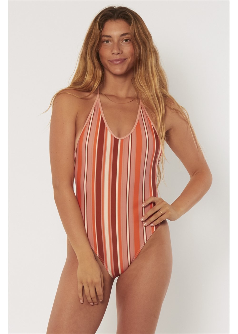 Stripe Plunge One Piece