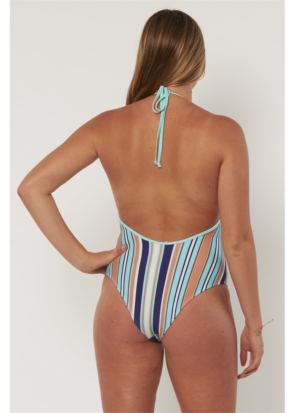 Stripe Plunge One Piece