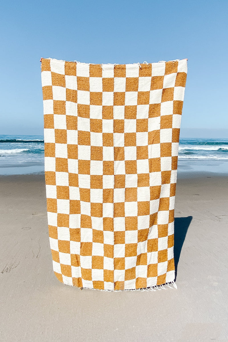 Gold Checkered Throw