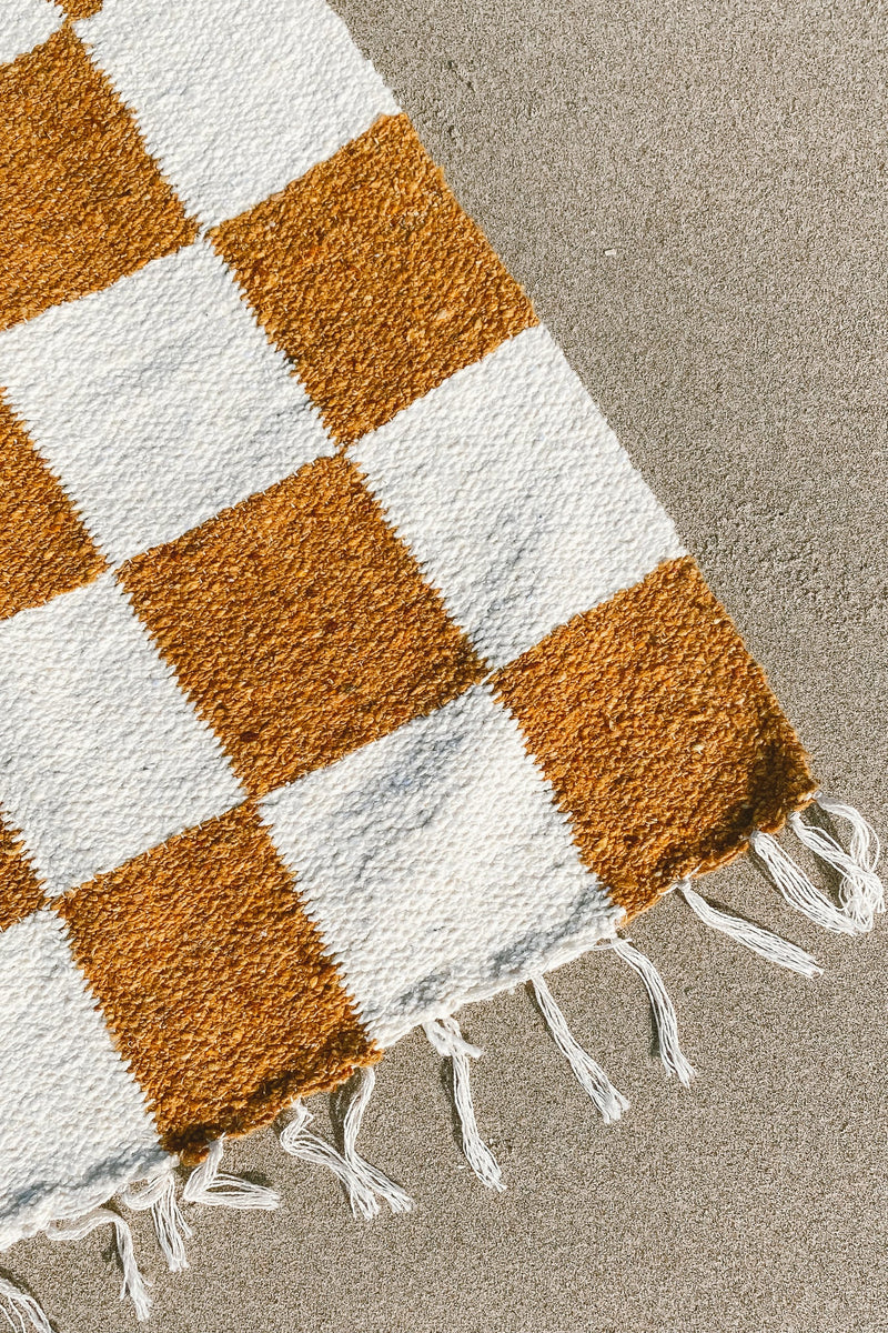 Gold Checkered Throw