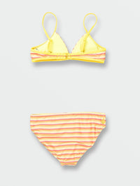 Girls Stripe Or Wrong Bikini Set - Honey Gold