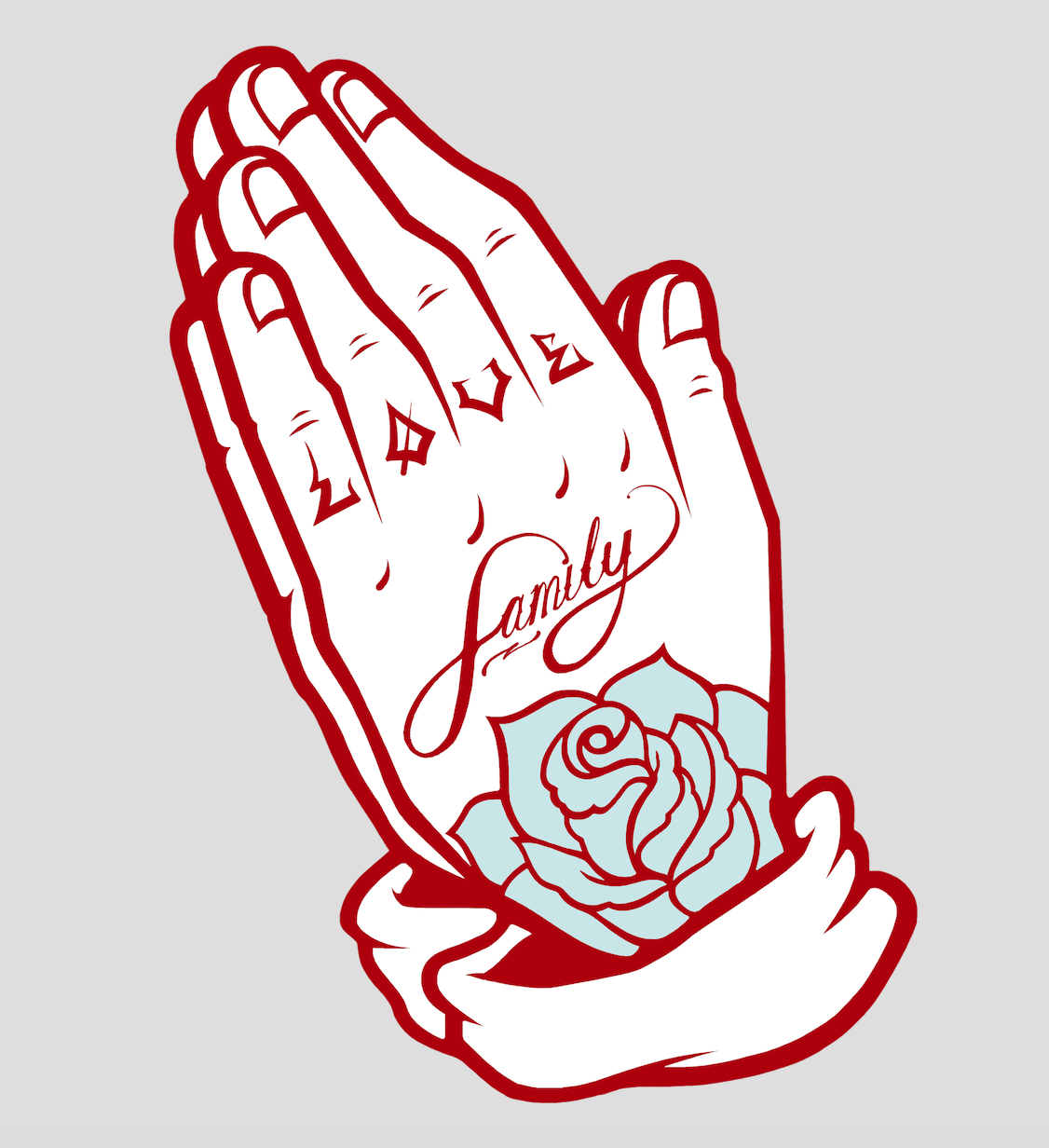 AF FRONT RED PRAYER HANDS BLK