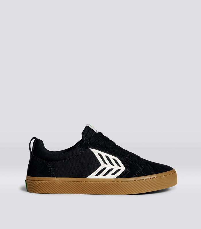 CATIBA PRO Skate Gum Black Suede and Canvas Ivory Logo Sneaker Women