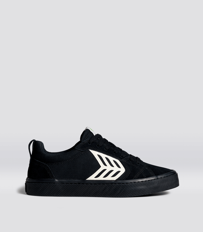 CATIBA PRO Skate All Black Suede and Canvas Ivory Logo Sneaker Women