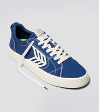 CATIBA PRO Skate Mystery Blue Suede and Canvas Contrast Thread Ivory Logo Sneaker Men