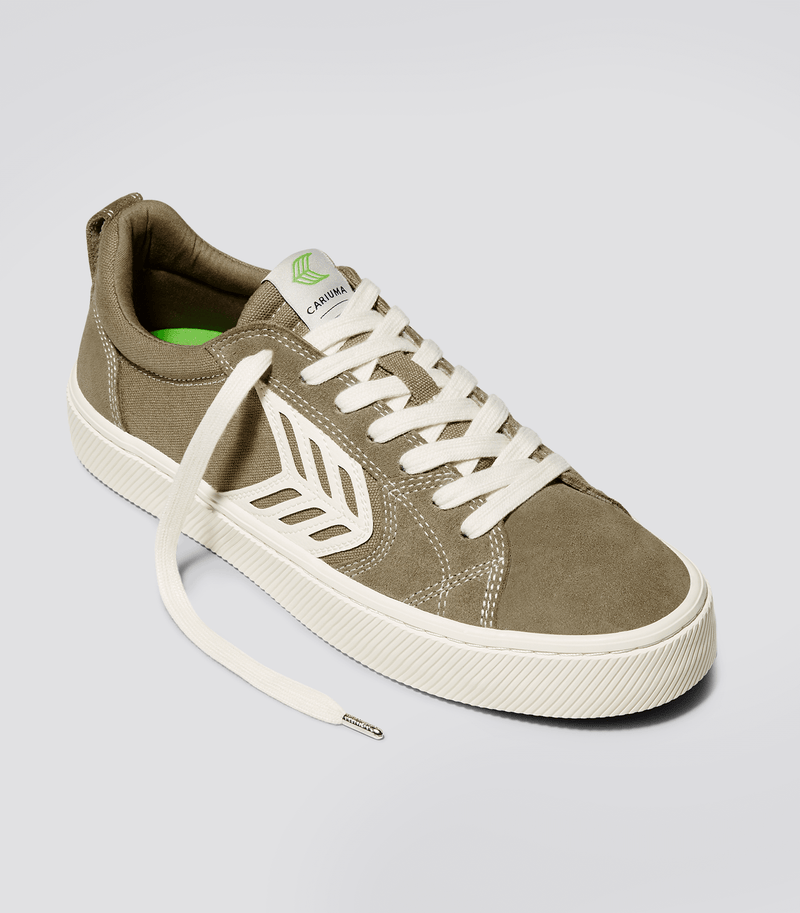 CATIBA PRO Skate Burnt Sand Suede and Canvas Contrast Thread Ivory Logo Sneaker Men