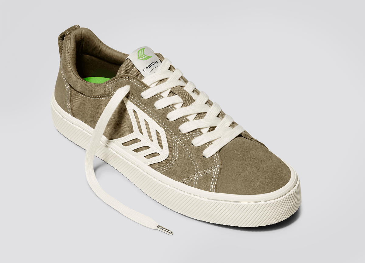 CATIBA PRO Skate Burnt Sand Suede and Canvas Contrast Thread Ivory Logo Sneaker Men