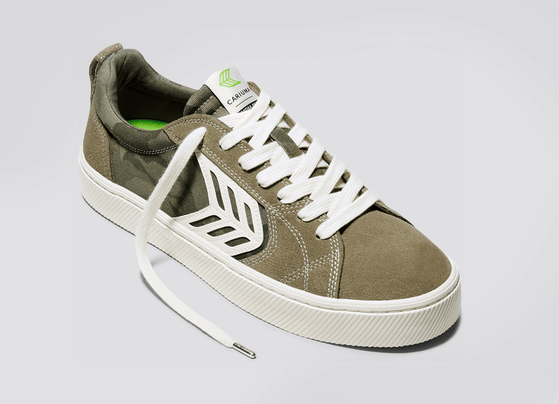 CATIBA PRO Skate Burnt Sand Suede Camouflage Canvas Ivory Logo Contrast Thread Sneaker Men