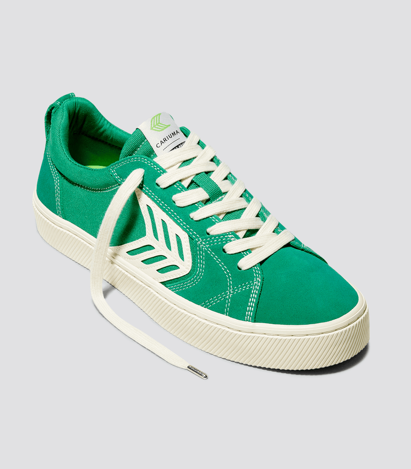 CATIBA PRO Skate Green Suede and Canvas Contrast Thread Ivory Logo Sneaker Men