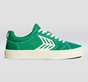 CATIBA PRO Skate Green Suede and Canvas Contrast Thread Ivory Logo Sneaker Men