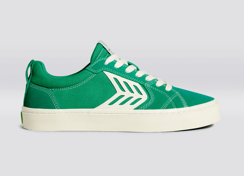 CATIBA PRO Skate Green Suede and Canvas Contrast Thread Ivory Logo Sneaker Men