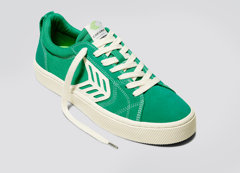 CATIBA PRO Skate Green Suede and Canvas Contrast Thread Ivory Logo Sneaker Men