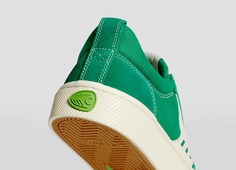 CATIBA PRO Skate Green Suede and Canvas Contrast Thread Ivory Logo Sneaker Men