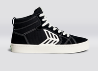 CATIBA PRO High Skate Black Suede and Canvas Contrast Thread Ivory Logo Sneaker Men