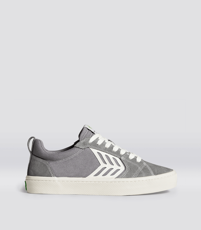 CATIBA PRO Skate Charcoal Grey Suede and Canvas Contrast Thread Ivory Logo Sneaker Women