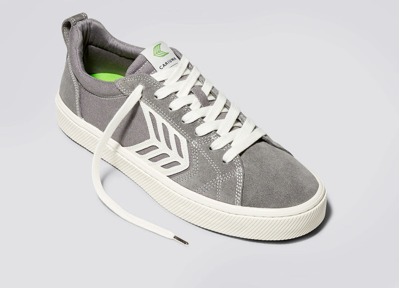 CATIBA PRO Skate Charcoal Grey Suede and Canvas Contrast Thread Ivory Logo Sneaker Men