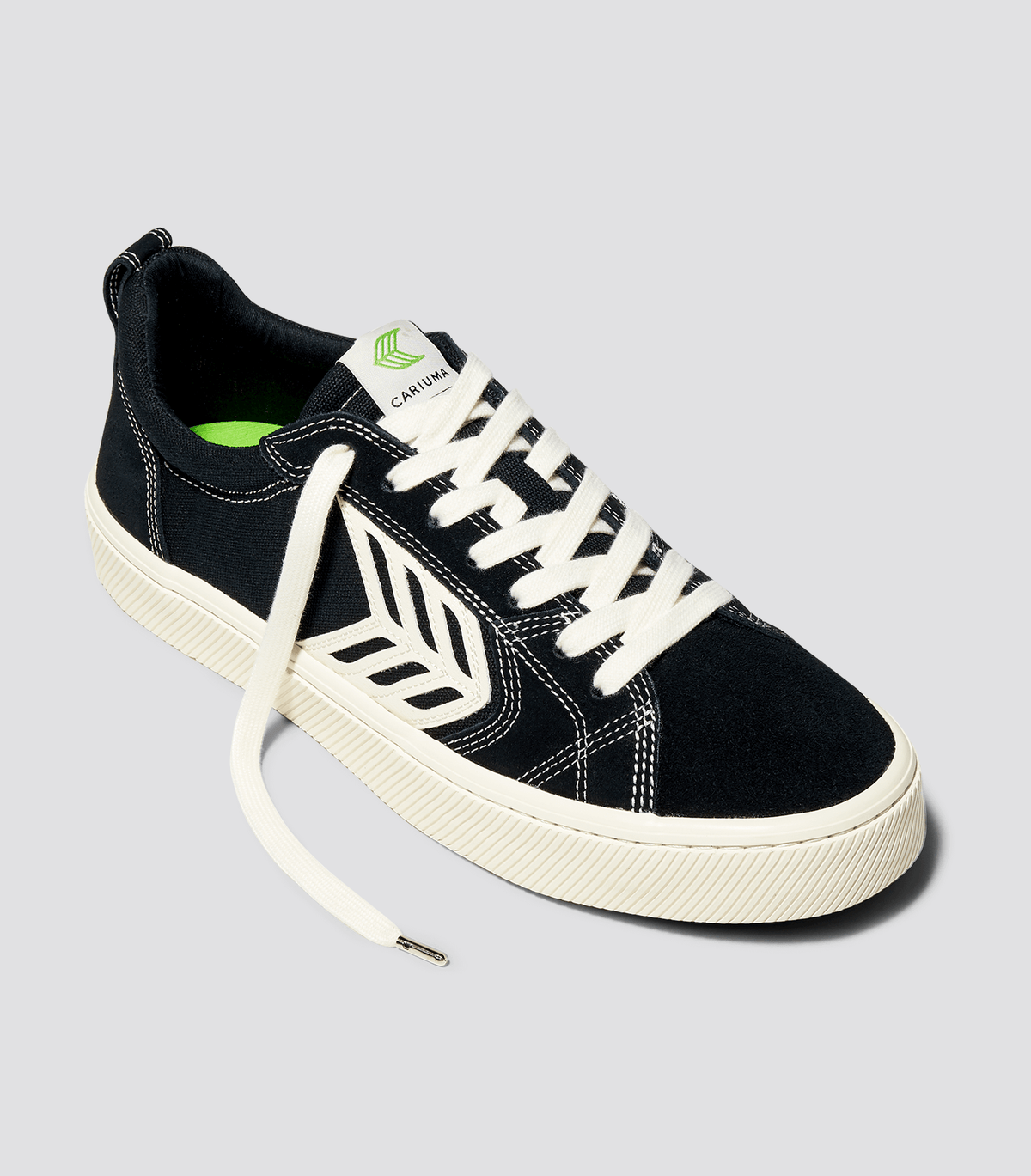 CATIBA PRO Skate Black Suede and Canvas Contrast Thread Ivory Logo Sneaker Men