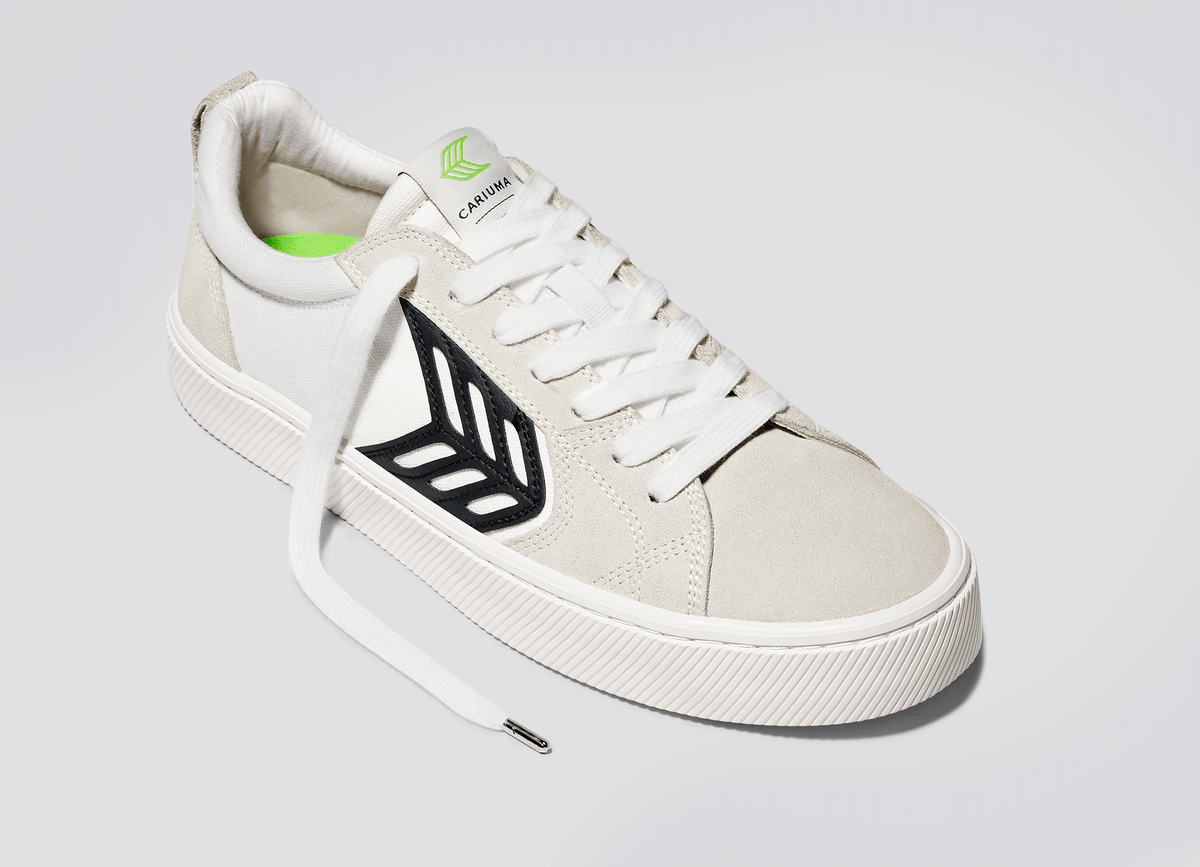 CATIBA PRO Skate Off-White Canvas Vintage White Suede Black Logo Sneaker Women