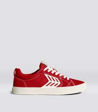 CATIBA PRO Skate Samba Red Suede and Canvas Contrast Thread Ivory Logo Sneaker Men