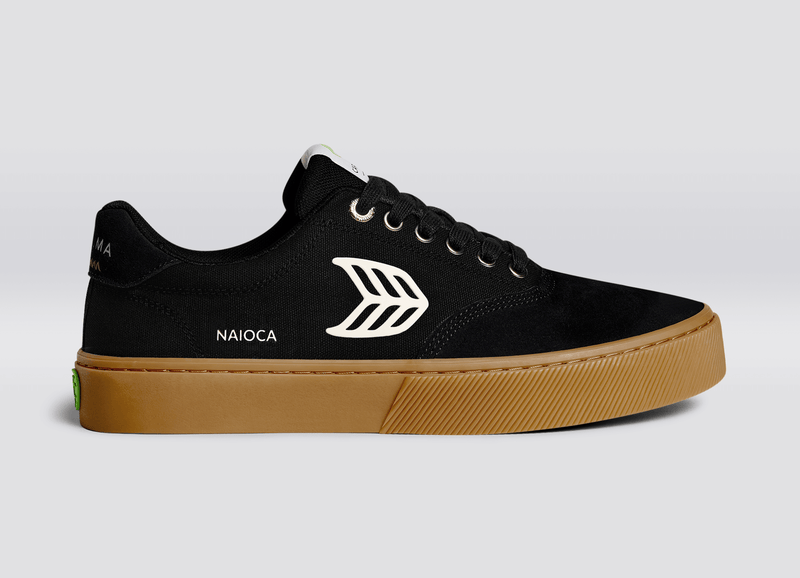 NAIOCA PRO Gum Black Suede and Canvas Ivory Logo Sneaker Men