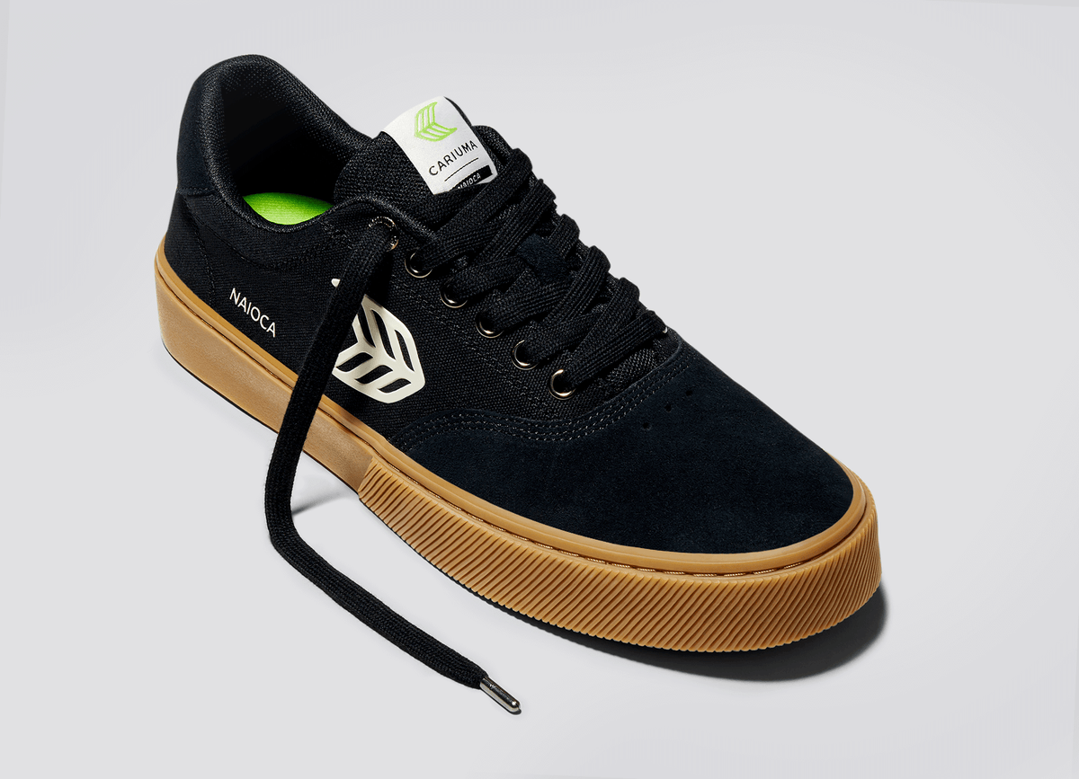 NAIOCA PRO Gum Black Suede and Canvas Ivory Logo Sneaker Men