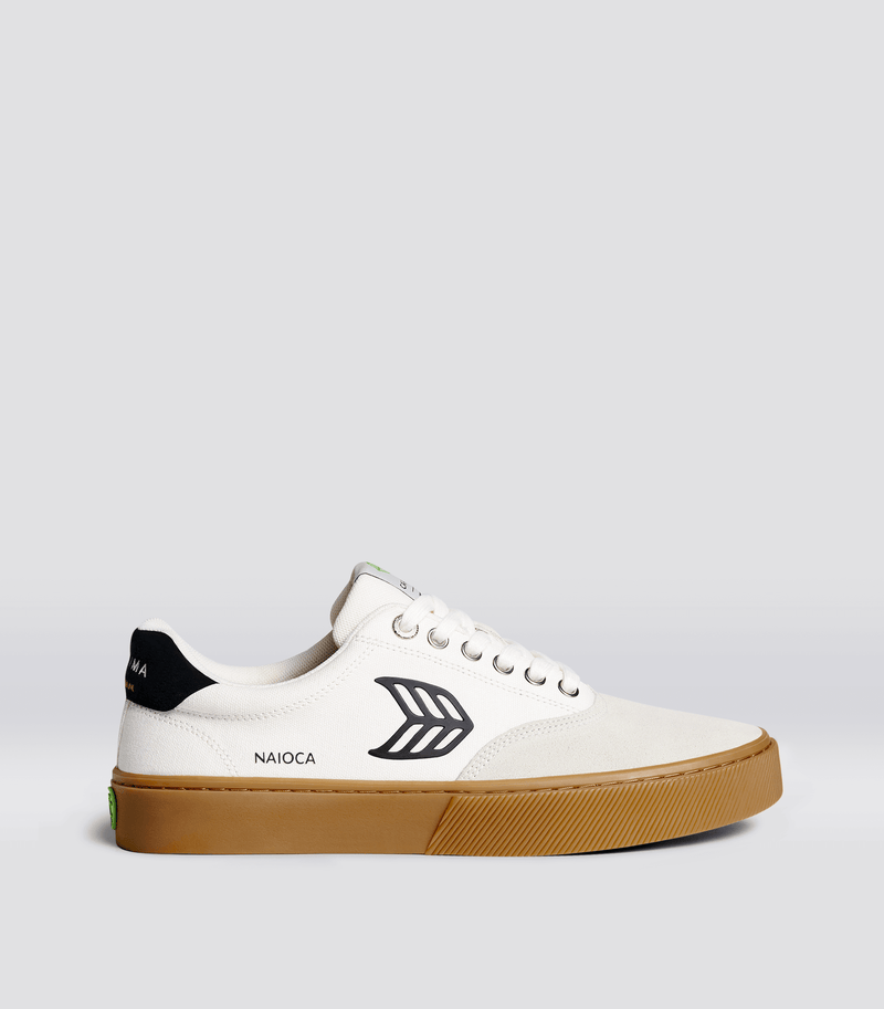 NAIOCA PRO Gum Vintage White Suede Off-White Canvas Black Logo Sneaker Women