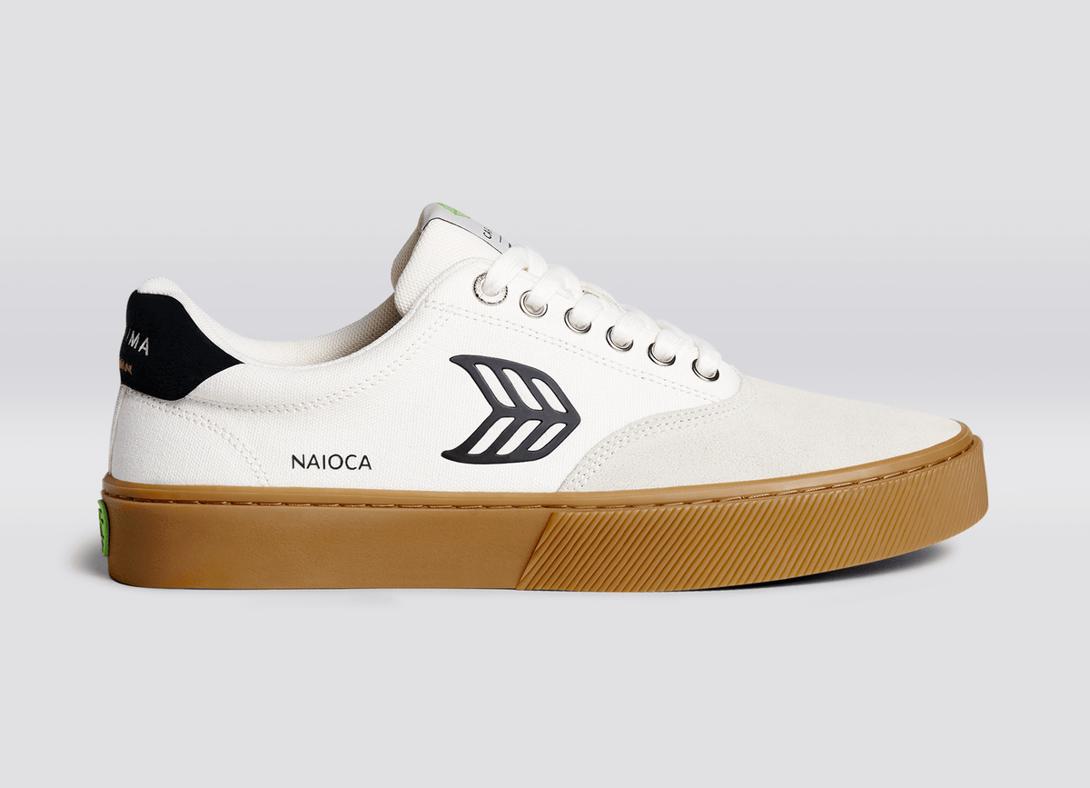 NAIOCA PRO Gum Vintage White Suede Off-White Canvas Black Logo Sneaker Women