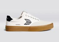 NAIOCA PRO Gum Vintage White Suede Off-White Canvas Black Logo Sneaker Women