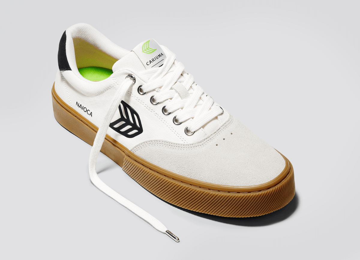 NAIOCA PRO Gum Vintage White Suede Off-White Canvas Black Logo Sneaker Women