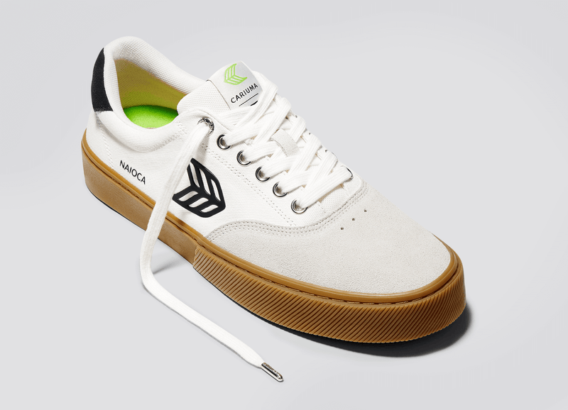 NAIOCA PRO Gum Vintage White Suede Off-White Canvas Black Logo Sneaker Women