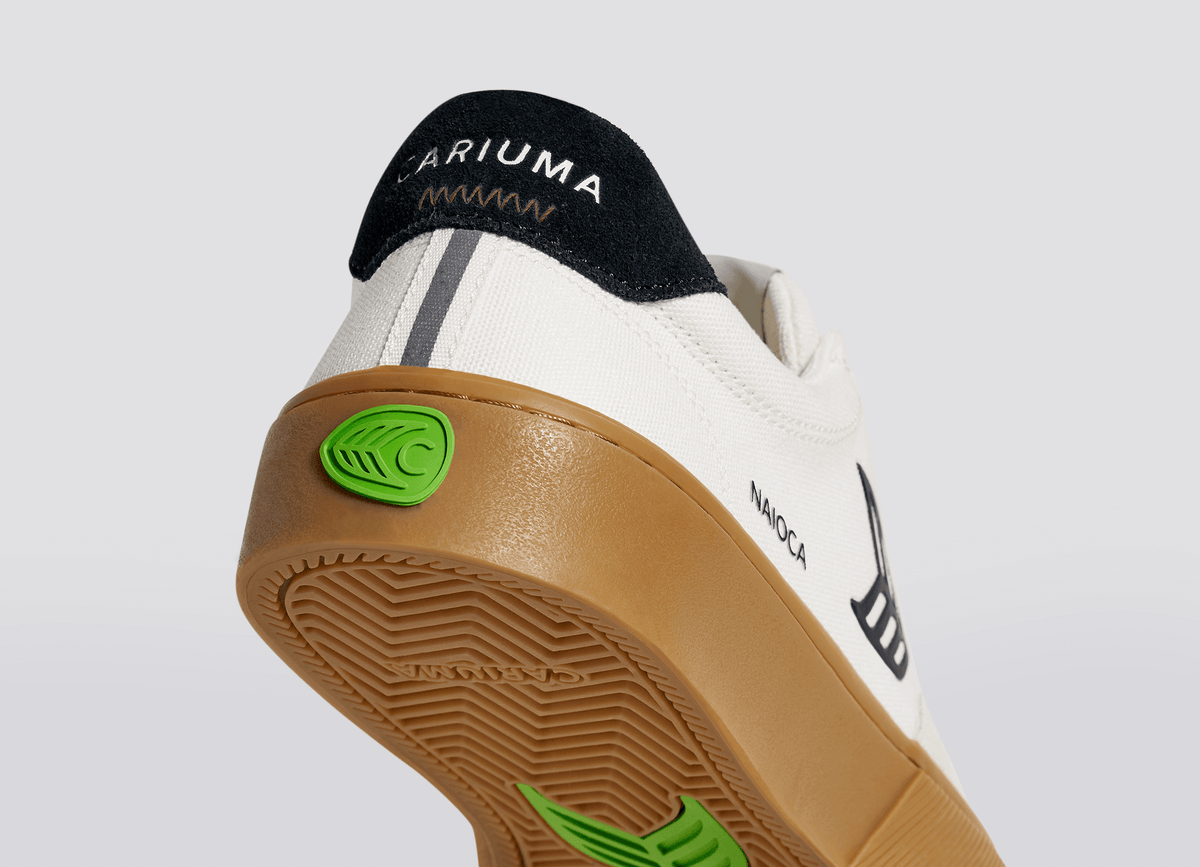 NAIOCA PRO Gum Vintage White Suede Off-White Canvas Black Logo Sneaker Women