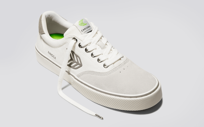 NAIOCA Pro Skate Vintage White Suede Off-White Canvas Grey Logo Sneaker Women