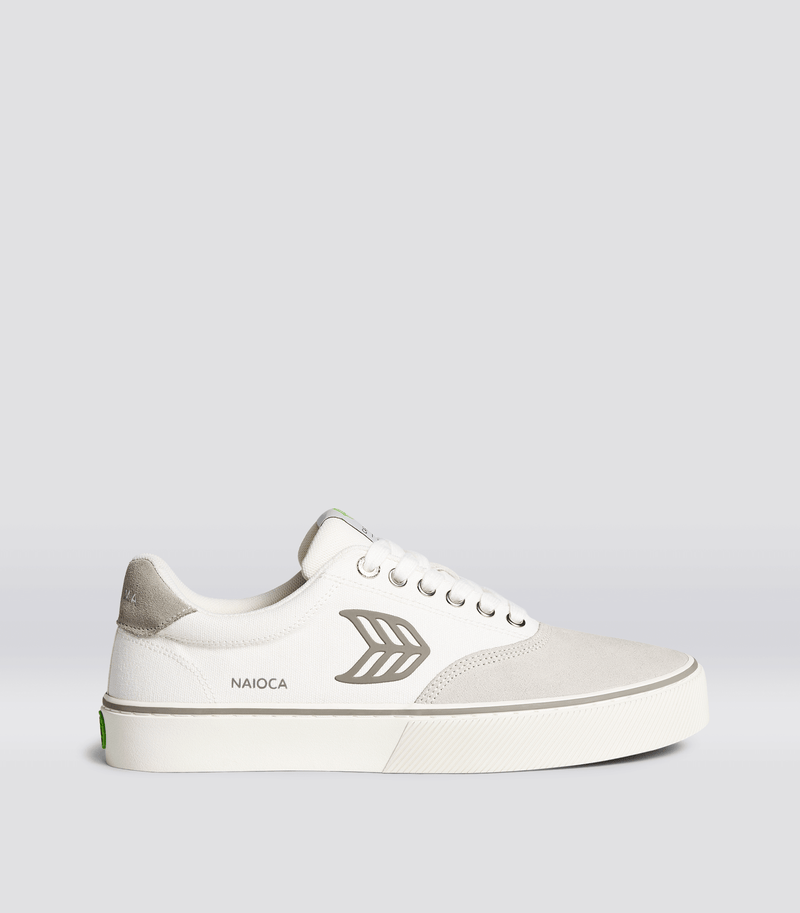 NAIOCA Pro Skate Vintage White Suede Off-White Canvas Grey Logo Sneaker Women