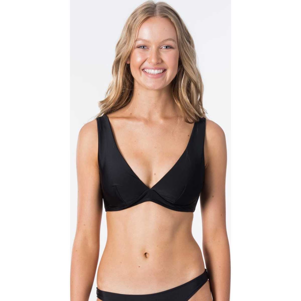 Classic Surf Eco D-DD Plunge Bikini Top in Black