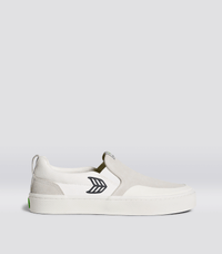 SLIP ON Skate PRO Off-White Canvas Vintage White Suede Black Logo Sneaker Women
