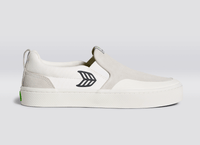 SLIP ON Skate PRO Off-White Canvas Vintage White Suede Black Logo Sneaker Women