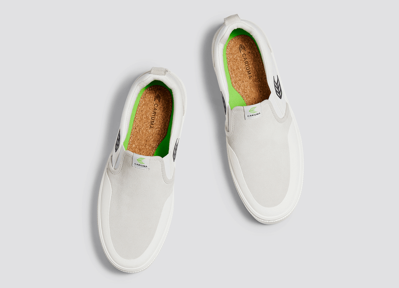 SLIP ON Skate PRO Off-White Canvas Vintage White Suede Black Logo Sneaker Women