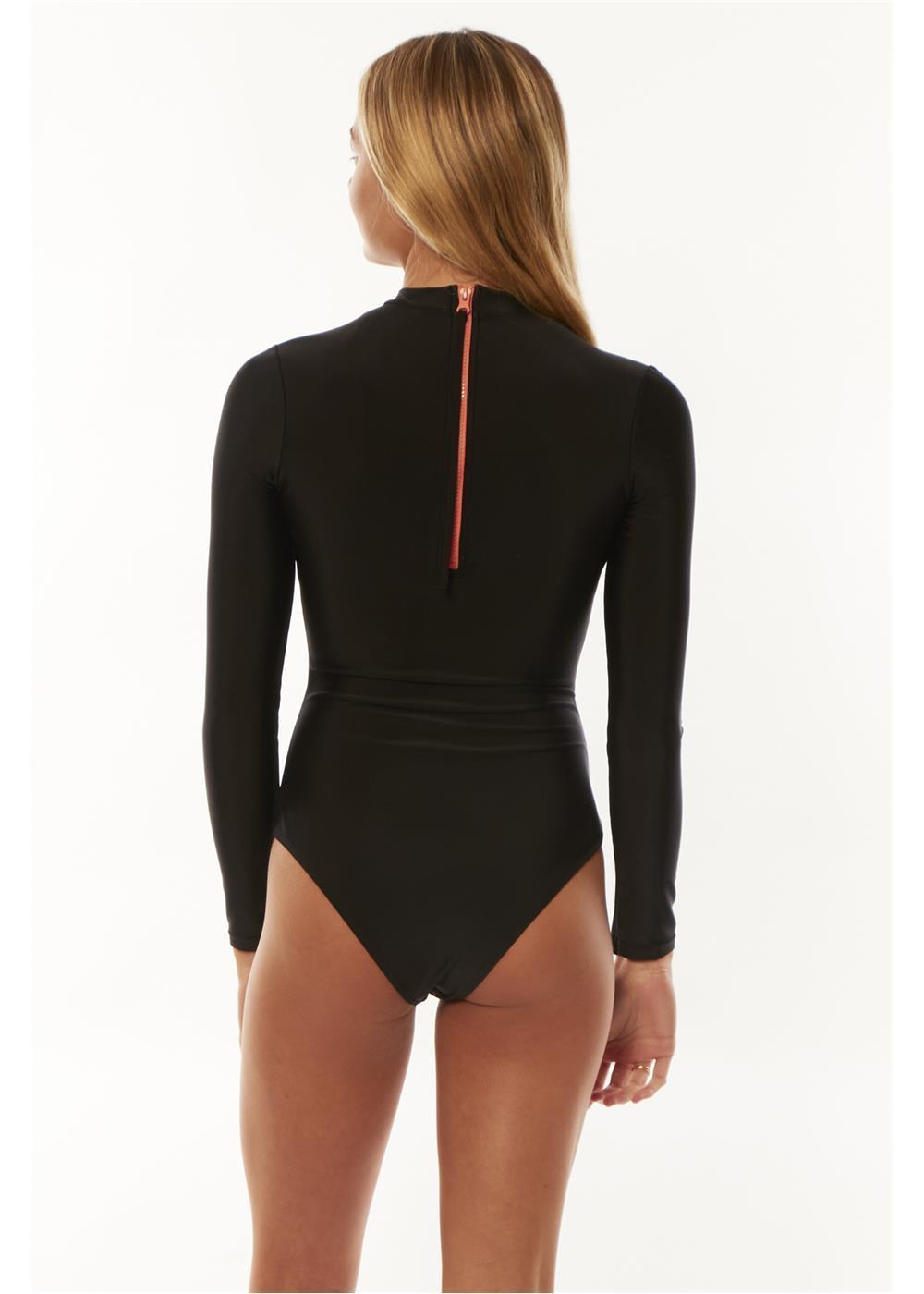 Solid Riding Rashguard One Piece Swimsuit