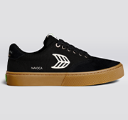 NAIOCA PRO Gum Black Suede and Canvas Ivory Logo Sneaker Men